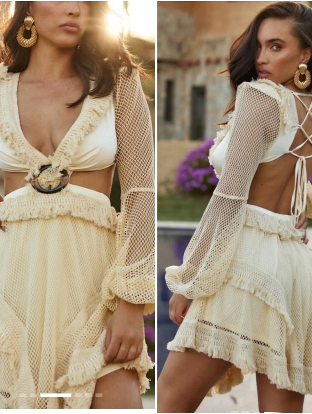 12th Tribe Juliet Cream Cutout Dress Size L